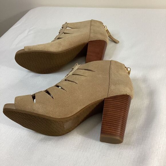 Michael Kors Women’s Open-toe Lace-up Tan Suede Bootie Size 6 - Picture 3 of 7